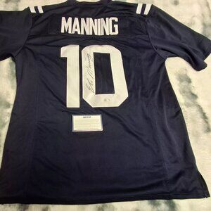 ELI MANNING AUTOGRAPHED NY GIANTS Custom Football Jersey - Steiner COA